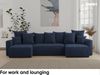 MEBLINI Schlafcouch mit Bettkasten - 312 x 142 x 73 cm - Blau Cordstoff - DAVE - Ecksofa mit Schlaffunktion - Sofa mit Relaxfunktion und Kopfstützen - Couch U-Form - Eckcouch - Wohnlandschaft Bild 3