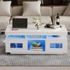 BlingBin Couchtisch Hochglanz-Kaffeetisch, Wohnzimmertisch mit Schrank, Teetisch (Wohnzimmermöbel mit per mobiler App steuerbaren LED-Leuchten, Spanplatte, 1-St, Größe: 100×50×43 cm, Tragfähigkeit: 50kg), Sofatisch mit Ladeanschluss und Steckdose für A... Bild 2