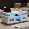 BlingBin Couchtisch Hochglanz-Kaffeetisch, Wohnzimmertisch mit Schrank, Teetisch (Wohnzimmermöbel mit per mobiler App steuerbaren LED-Leuchten, Spanplatte, 1-St, Größe: 100×50×43 cm, Tragfähigkeit: 50kg), Sofatisch mit Ladeanschluss und Steckdose für A... Bild 3