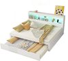 Polsterbett 140×200 cm aus Spanplatte mit LED-Beleuchtung, USB-Anschluss, Steckdose und Ausziehbett, weiß Bild 5