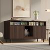 Katzentoiletten-Schrank/Katzenstreuwanne-Schrank mit Sandauffangmatte, Haustier-Schrank mit Ablage, Haustier-Sideboard/TV-Schrank, ohne Katzenstreuwanne, 120x50x66cm, Nussbaumfarbe Bild 2