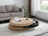 Vente-unique - JANITA Couchtisch Holz, Platte SchwarzBeige - B 80 cm x H 32,5 cm x L 80 cm Bild 3