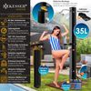 KESSER® Solardusche 35 Liter Solar Gartendusche + Metall-Duschablage | warmes Wasser | max. 60°C | ohne Stromanschluss | Pooldusche Camping| Regenduschkopf und Wasserhahn | Gartenschlauch-Anschluss | Schwarz / Anthrazit Bild 2