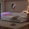 Daybett, Tagesbett, Schlafsofa, 90*200cm, LED-Umgebungslicht, Bett mit Lattenrost (ohne Matratze), Vliesimitat, Weiß Bild 4