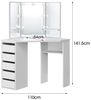 ML-DESIGN Schminktisch Frisierkommode aus MDF Holz mit Spiegel Make-up Tisch Eckschminktisch (1-St), Kosmetiktisch Eckig Weiß mit LED-Beleuchtung Kommode Frisiertisch Bild 4