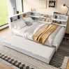 Daybett 140x200 cm mit Ausziehbett und Stauraum – Schlafsofa in Weiß aus Kiefernholz und MDF Bild 5