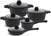 Edenberg Topf-Set Modernes Topfset, Schwarze Töpfe, Pfanne, Kasserolle INDUKTION, Keramik, Aluminium (Investieren Sie in dieses elegante und vielseitige Topfset, das durch höchste Qualität, modernes Design und praktische Funktionen überzeugt – für ein ... Bild 5