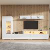 Merax TV Wohnwand Set 3-teilig LED Beleuchtung Hochglanz Wohnzimmer Möbel Set Frontale Wohnwand 1 x TV Schrank, 1 x Wohnzimmer Vitrine, 1 x Hängeregal, TV bis 75' Weiß Bild 3
