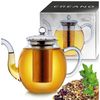 Creano Teekanne Creano Teekanne aus Glas 1,2l, 3-Teilige Glasteekanne mit Integriertem, (1er-Set, 2-St), tropffrei Bild 5