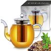 Creano Teekanne Creano Teekanne aus Glas 1,2l, 3-Teilige Glasteekanne mit Integriertem, (1er-Set, 2-St), tropffrei Bild 4