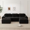 Flieks 3-Sitzer Sofa, Modular U-Form Schlafsofa, Tiefsofa mit 2 Ottoman & 3 Kissen, Cord, Schwarz Bild 2
