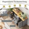 Merax Sideboard mit 3 Schubladen und kühlschrankähnlichen Türen, Buffetschrank für Esszimmer, Wohnzimmer und Diele (Grau) Bild 5