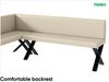 MEBLINI Eckbank für Esszimmer mit ausziehbarem Tisch - Küchenbank - Essecke - Sitzecke Küche - TONI - X-Beine 142x196x87cm Links - Creme Kunstleder/B Weiß Hochgl. Bild 5