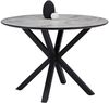 Esstisch mit 2 Stühlen Set Essgruppe Polsterstühle Leinen Grau Esszimmertisch Rund Ø 110 cm Modern Metall Schwarz Bild 3