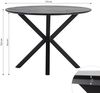 Esstisch mit 2 Stühlen Set Essgruppe Polsterstühle Leinen Grau Esszimmertisch Rund Ø 110 cm Modern Metall Schwarz Bild 4