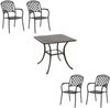 Inko 5-teilige Sitzgruppe Aluminium Guss bronze Tisch 80x80 cm mit 4 Sesseln Tisch 80x80 cm mit 4x Sessel Duke Bild 2