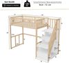 Merax Hochbett Massivholz Kinderbett Einzelbett 90x200cm mit Stauraumtreppe, holzfarbe Bild 4