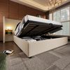 Polsterbett 180x200 cm mit Stauraum & Ladefunktion,Bett mit Touch-Leselampe,USB/Type-C Ports & Regal,beige Bild 5