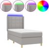 vidaXL Boxspringbett mit Matratze & LED Stoff Hellgrau 90x190 cm, Härtegrad: H2 [3138837] Bild 2