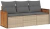 vidaXL 3-tlg. Garten-Sofagarnitur mit Kissen Beige Poly Rattan 3227438 Bild 2