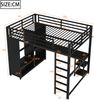 Metall-Gaming-Hochbett, 140x200, mit LED, Schreibtisch, offenem Kleiderschrank und Ablagefächern，Schwarz, 140 x 200 cm Bild 4