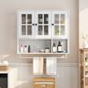 Wandhängeschrank 88 cm mit geriffeltem Glas,Badezimmerschrank mit Doppeltür, Einzeltür und offener Ablage,Weiß Bild 3