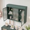 Wandvitrine mit 3 Türen, 90x20x70 cm, Bogenfront aus Glas, Metall Dunkelgrün, wandmontierbar Bild 3