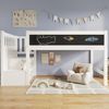Bett 90x200 cm Hochbett mit Stauraum und Tafel – umbaubare Leiter, Lattenrost inklusive, Weiß Bild 2