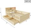 Merax Holzbett 90x190 cm, Kinderbett, Einzelbett, USB- und Tape-C-Kombi-Steckdose, kleine LED-Leuchte, Kopfteil mit Ablagefunktion, Multifunktionsbett, Kiefernholz, Holzfarbe Bild 4