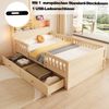 Merax Holzbett 90x190 cm, Kinderbett, Einzelbett, USB- und Tape-C-Kombi-Steckdose, kleine LED-Leuchte, Kopfteil mit Ablagefunktion, Multifunktionsbett, Kiefernholz, Holzfarbe Bild 5