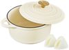 Zedelmaier Bräter Gusseisen Topf 22/24/26cm Incl. Silikon Topflappen Topfuntersetzer, (Set, 1 Pot mit 1 lid, 2 Ofenhandschuhe, 1 Topfuntersetzer), Backofengeeignet Induktionsgeeignet Zum Braten, Schmoren, Kochen Bild 2
