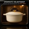 Zedelmaier Bräter Gusseisen Topf 22/24/26cm Incl. Silikon Topflappen Topfuntersetzer, (Set, 1 Pot mit 1 lid, 2 Ofenhandschuhe, 1 Topfuntersetzer), Backofengeeignet Induktionsgeeignet Zum Braten, Schmoren, Kochen Bild 4