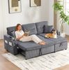 3-Sitzer Sofa, Cord mit Schlaffunktion & Stauraum, 212,5 x 136 x 86 cm, Carbongrau Bild 5
