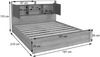 King Size Bett HWC-P43, Doppelbett Bettgestell mit Lattenrost, MDF 180x200cm ~ Rivera-Eiche-Optik, dunkelgrau Bild 3
