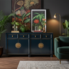 Chinesisches Sideboard Blau Mitternachtsblau Messingbeschlag vintage schlicht Schrank Kommode Kolonial-Stil Antik-Stil Lowboard asiatisch orientalisch Fernost shabby-chic Landhaus Bild 5