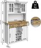 Hochschrank 106x40x179,5 cm, MDF mit LED-Beleuchtung und Weinregal，weiß und Natürlich Bild 4
