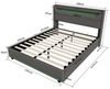 PXloue Polsterbett LED hydraulisches Doppelbett, Stauraumbett,mit Lattenrost und bettkasten,140x200 cm, Leinenstoff Bild 2