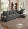 L-förmiges Ecksofa 281 x 132 x 86 cm in Grau – Schlafsofa mit Stauraum, Samtbezug und Aufbewahrungstasche Bild 5