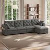 L-förmiges Ecksofa 281 x 132 x 86 cm in Grau – Schlafsofa mit Stauraum, Samtbezug und Aufbewahrungstasche Bild 3