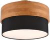 LED Deckenleuchte Holzlampe mit Stoffschirm Schwarz, Ø 30cm Bild 2