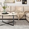 Couchtisch Rund Stahlgestell Schwarz Eiche Teak Design 88x44 cm Bild 5