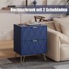 UEV Nachttisch 2er Set, Beistelltisch mit Beine, Nachtkommode mit Schubladen (Nachtschrank, Sofatisch für Wohnzimmer Schlafzimmer), 40 x 30 x 52 cm Bild 4