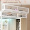 Merax Hochbett 90×200cm mit LED-Beleuchtung (Loftbett, 1-St, Jugendbett Einzelbett Mehrzweckbett) Metallbett Kinderbett mit Kleiderschrank, Stauraumtreppe & Ablagefach Bild 4