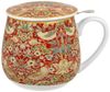 DUO ART GALLERY Fassbecher 430 ml STRAWBERRY THIEF RED mit Teesieb, New Bone China Porzellan Bild 2