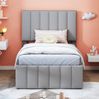 Graues Polsterbett 90x200 cm Mit Ausziehbett Und 3 Schubladen Multifunktionsbett Mit Höhenverstellbarem Kopfteil Kinderbett Gästebett Mit Stauraum Platzsparendes Bett Bild 2