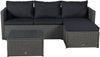 Loungeset Manila Gartenlounge Ecksofa mit Tisch + Hocker Polyrattan Grau-Mix Bild 3