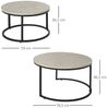HOMCOM Couchtisch Runder Kaffeetisch (Satztisch, 2-St, Wohnzimmertisch), 78,5 x 78,5 x 46,5 cm, Grau Bild 2