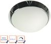 LED Deckenleuchte / Deckenschale rund, Opalglas matt, Dekorring Chrom, Ø 45cm Bild 2