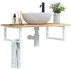vidaXL Waschbeckenregal Wandmontage Stahl und Akazienholz 3302780 Bild 1