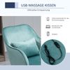 Drehstuhl 57x70x78-86 cm, ergonomisch gepolstert mit Samtoptik, Lendenkissen mit Massage, Grün Bild 5